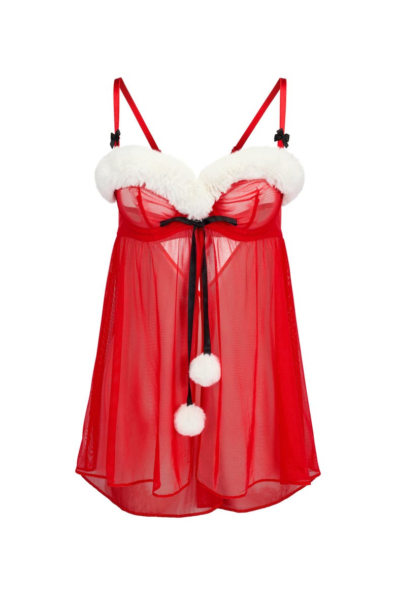 Claussine Babydoll Lingerie, Alternate, color, Dark red