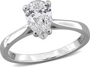 Created Forever Sterling Silver Lab Grown Pear Cut & Round Diamond Ring