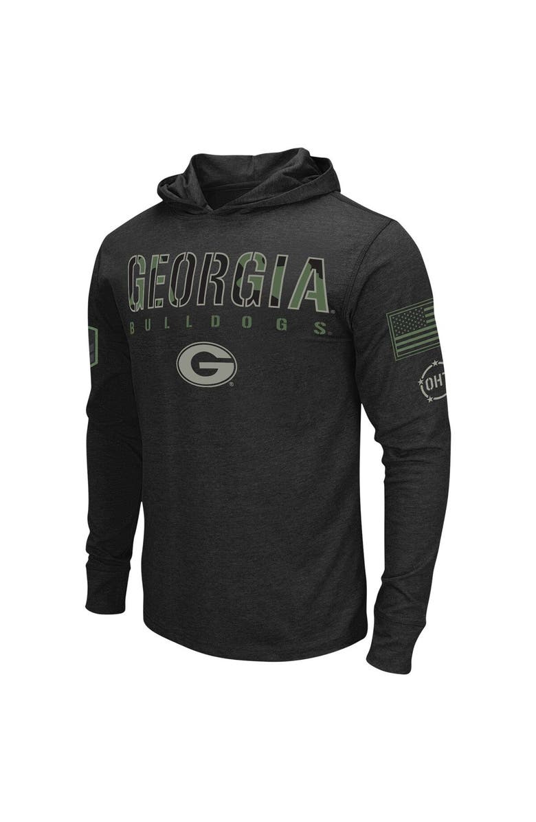COLOSSEUM Men's Colosseum Black Georgia Bulldogs Big & Tall OHT Military Appreciation Tango Long Sleeve Hoodie T-Shirt, Alternate, color, 