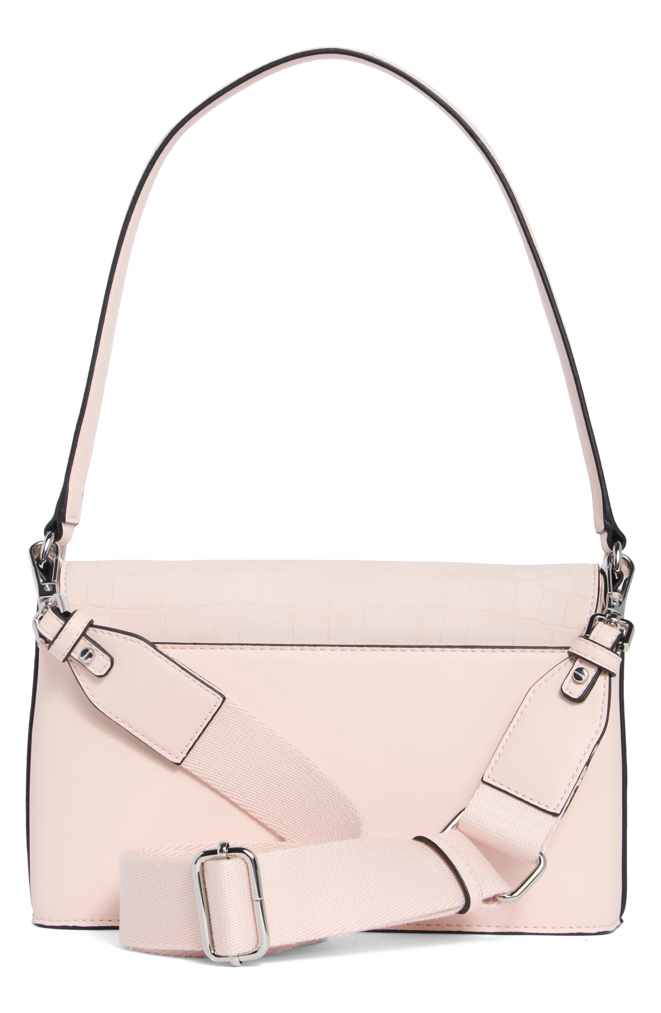 Calvin Klein Alia Croc Embossed Shoulder Bag, Alternate, color, Parfait