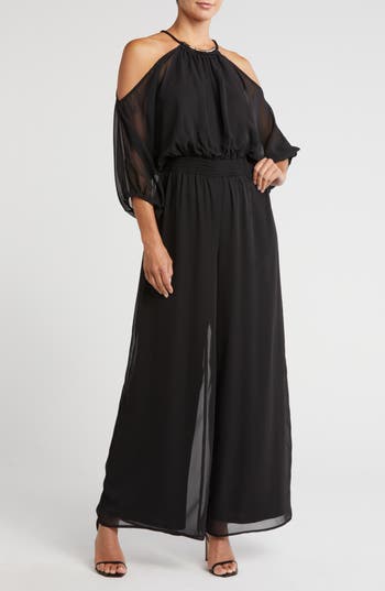 Halogen ® Chiffon Halter Jumpsuit In Black