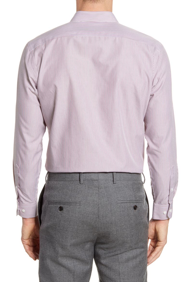 Trim Fit Stripe Dress Shirt, Alternate, color, BURGUNDY