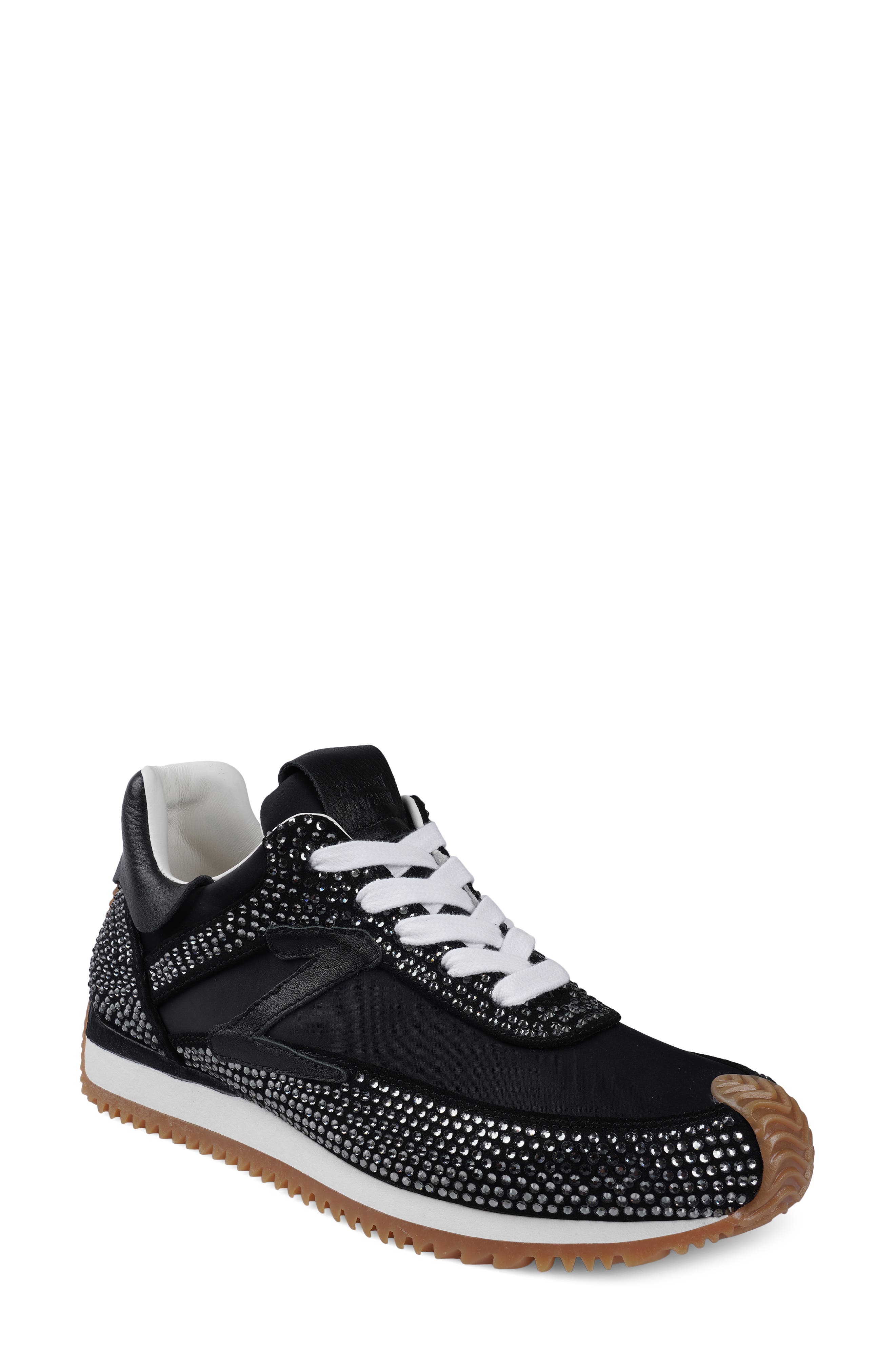 ZIGI Freya Rhinestone Sneaker, Main, color, Black Suede