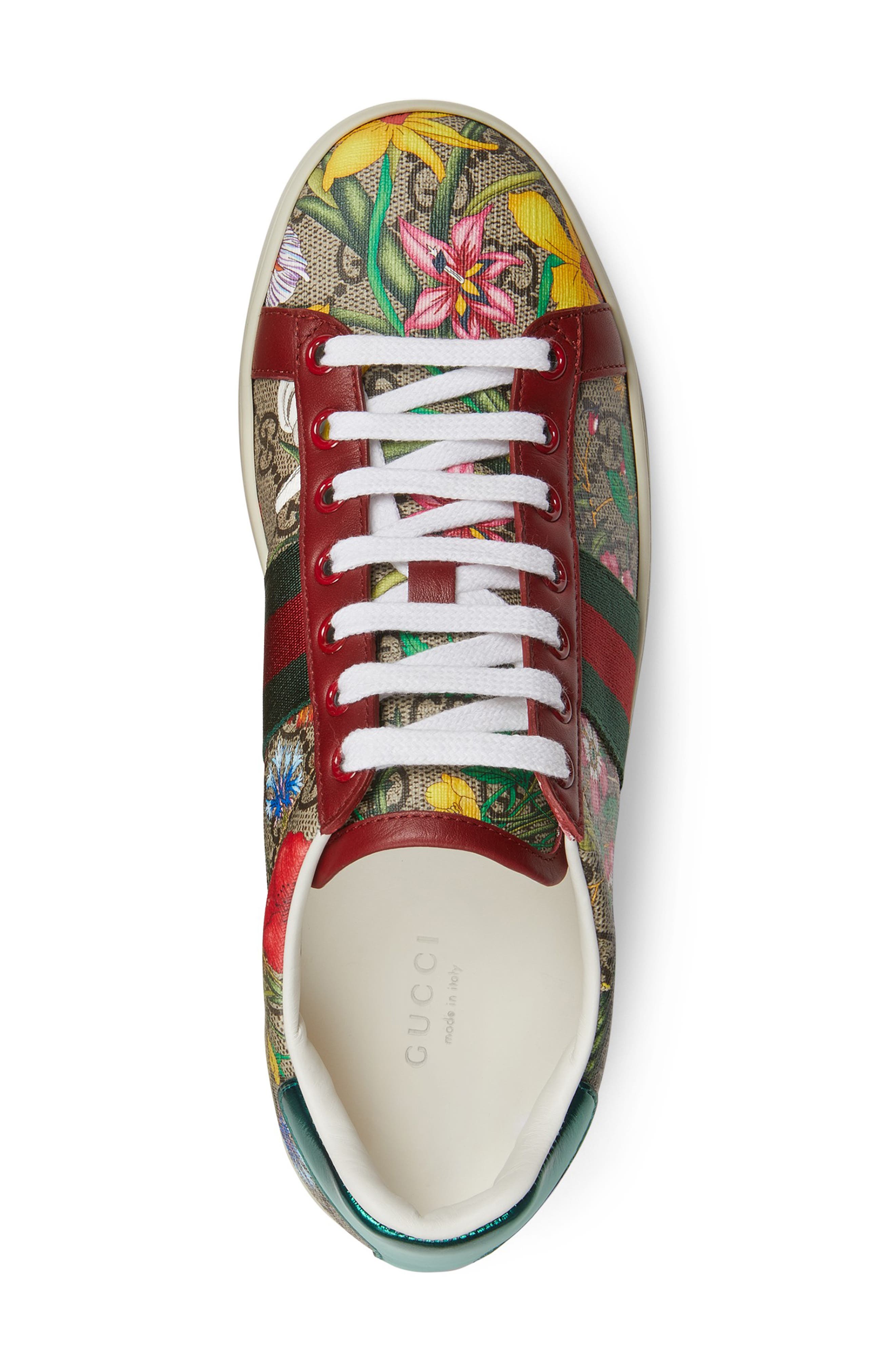 Gucci New Ace GG Supreme Floral Sneaker, Alternate, color, 