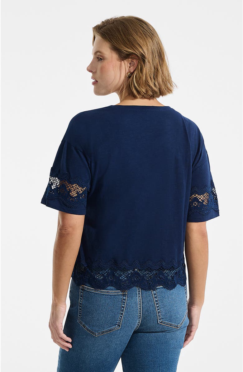 Lands' End Plus Size Short Sleeve Slub jersey Eyelet T-Shirt, Alternate, color, Deep Sea Navy
