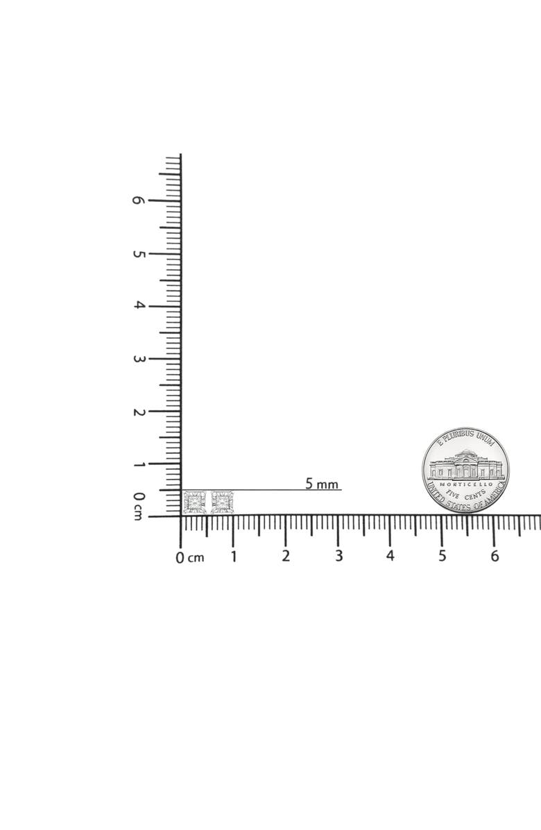 Haus of Brilliance Silver 1/2 Ct Diamond Miracle Princess Solitaire Stud Earrings, Alternate, color, White