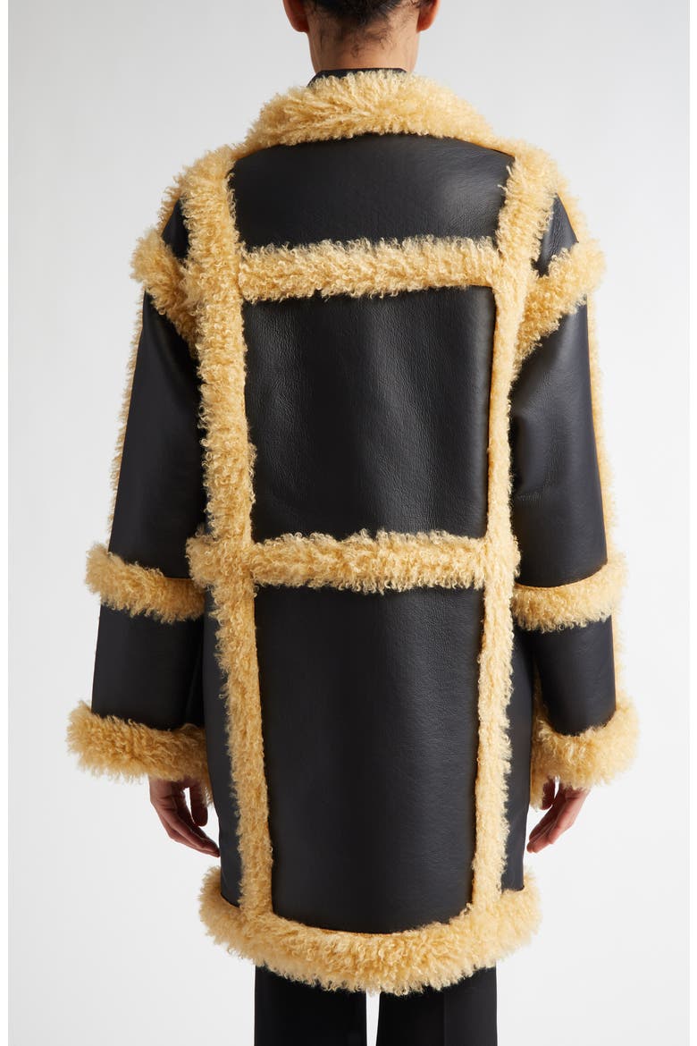 Hadlee Faux Leather & Faux Shearling Coat, Alternate, color, BLACK/ LIGHT CARAMEL