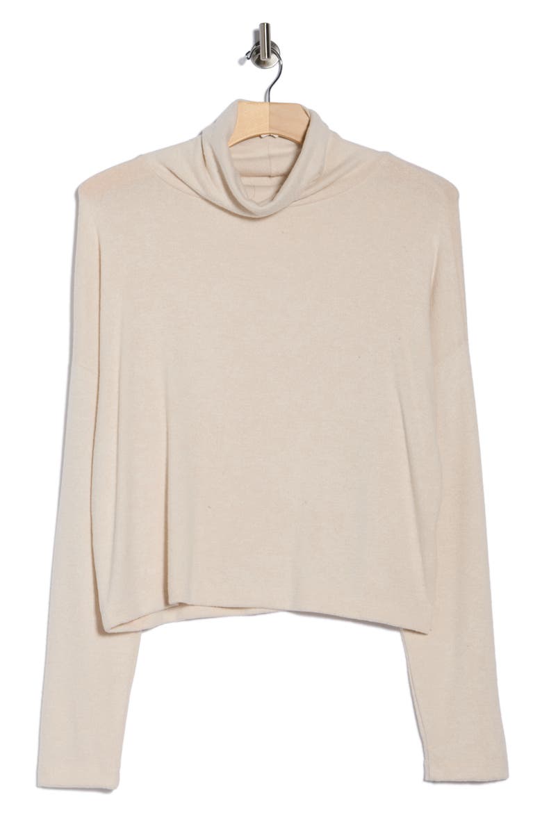 Cowl Neck Long Sleeve Brushed Knit Crop Top, Alternate, color, OATMEAL