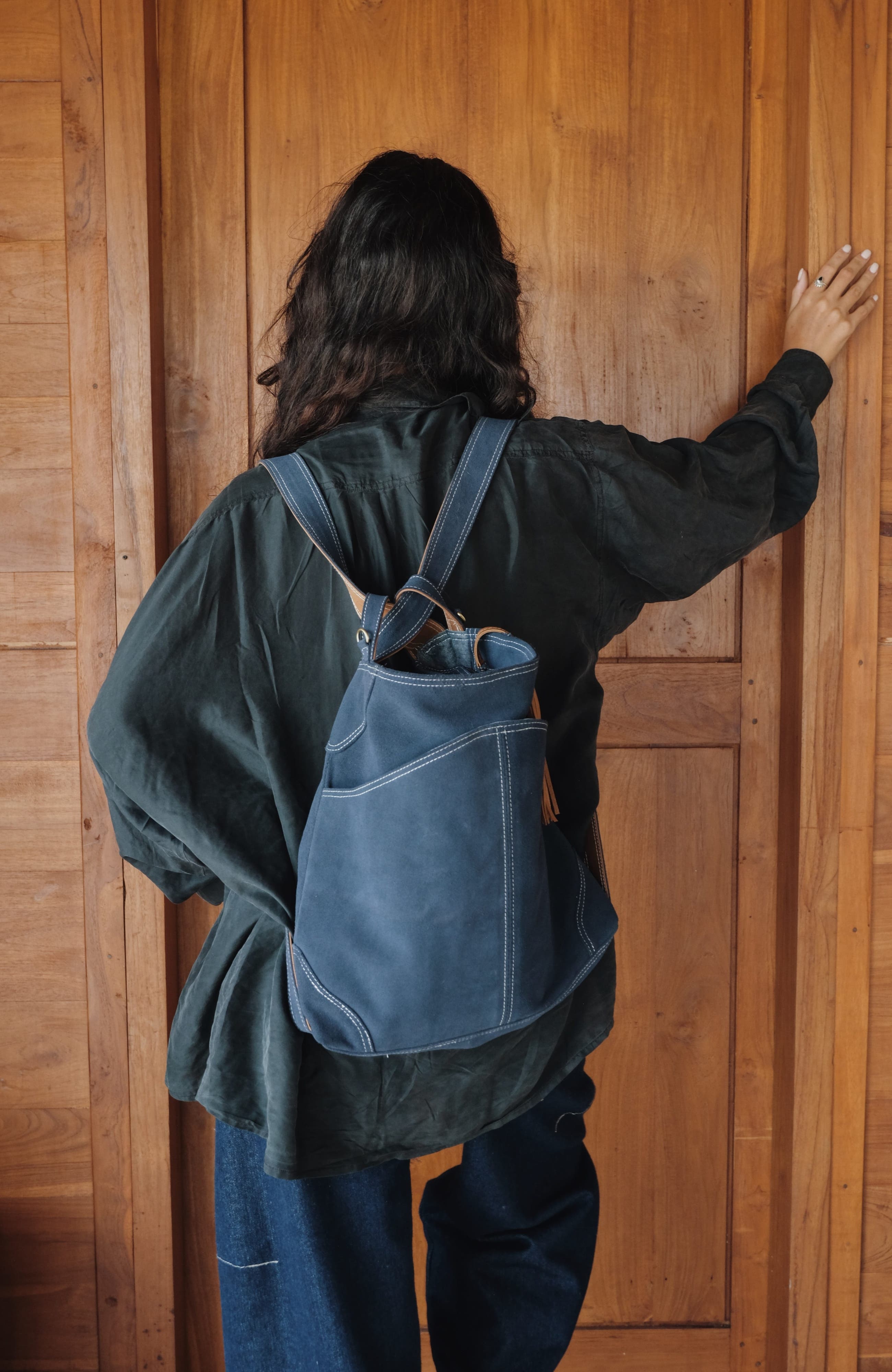 Woven Convertible Leather Tote to Backpack, Alternate, color, Blue