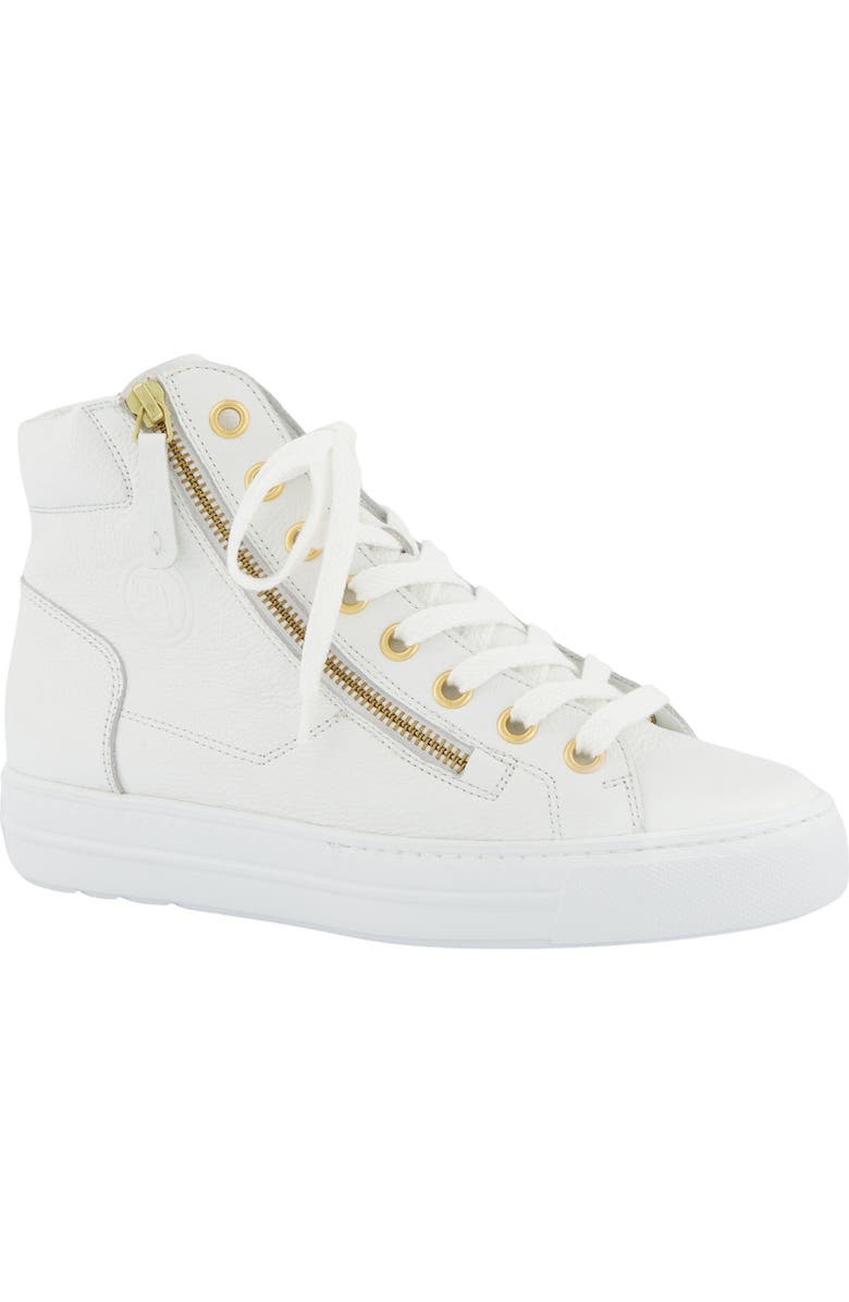 Paul Green Wells High Top Sneaker, Main, color, White Oro Combo