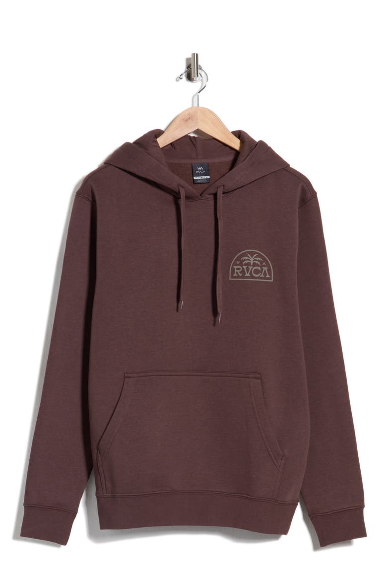 Palm Serif Fleece Graphic Hoodie, Main, color, MOCHA