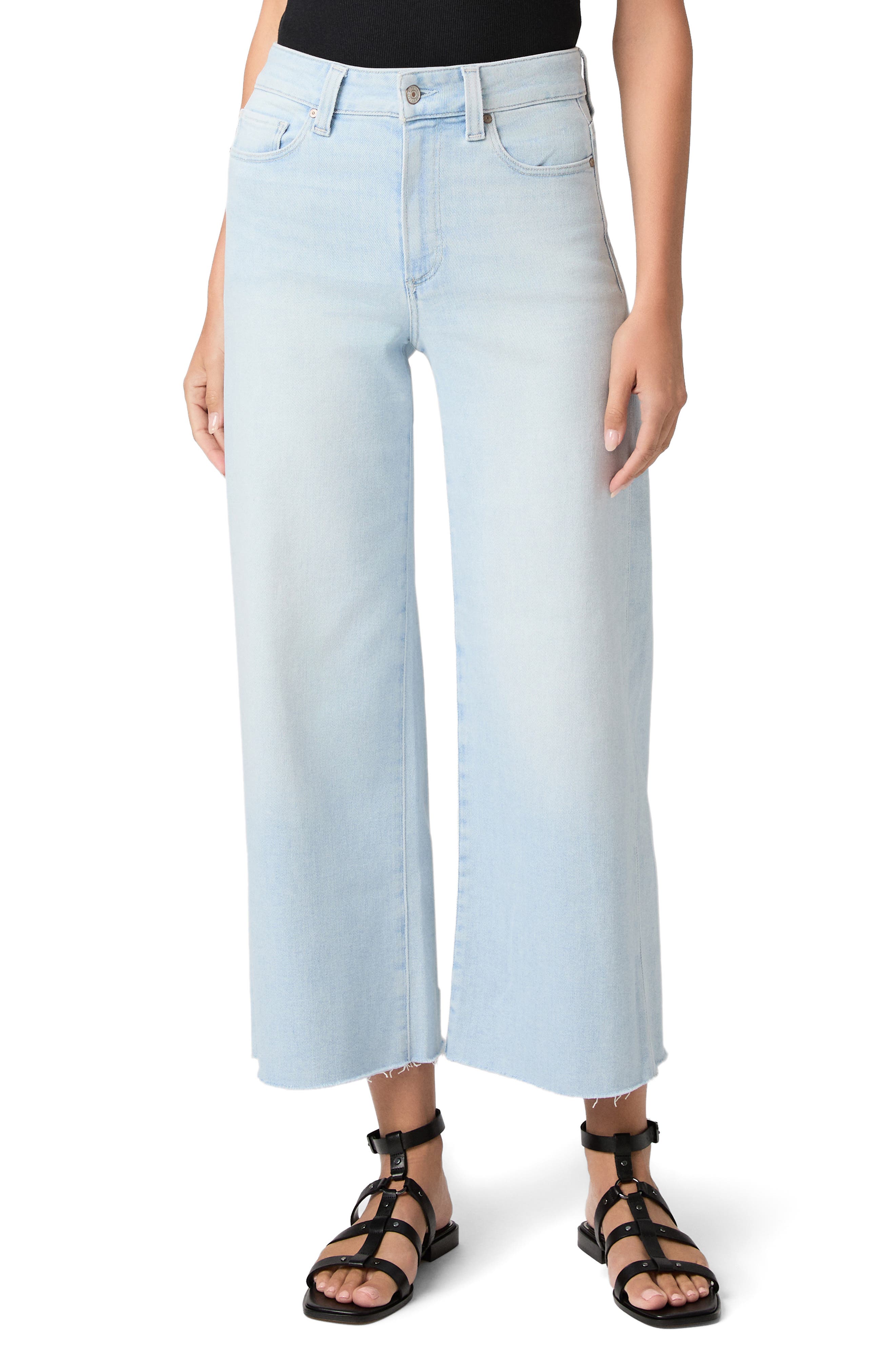 PAIGE Anessa Raw Hem Ankle Wide Leg Jeans in Motif at Nordstrom, Size 31