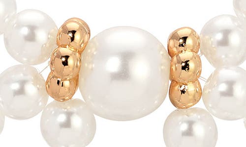 Ettika Faux Pearl Bow Brooch In White