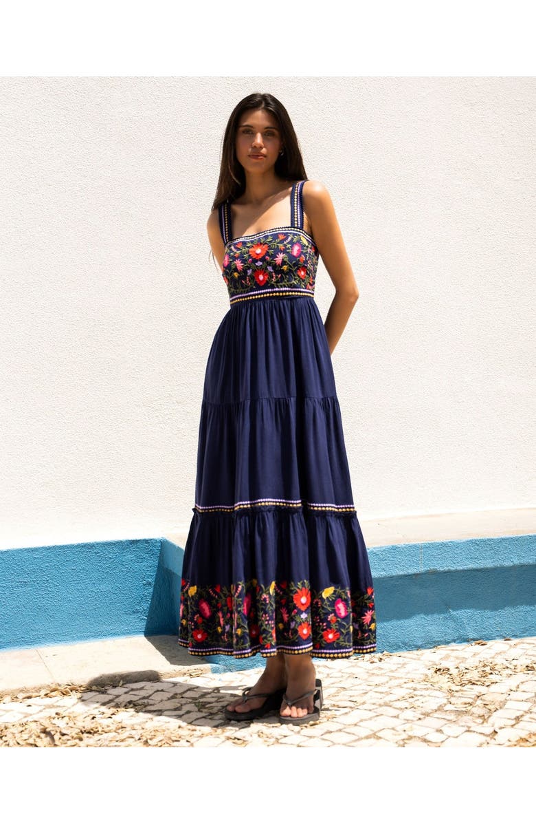 Change of Scenery Lizzie Embroidered Tiered Midi Dress, Alternate, color, Gardenia Embroidery