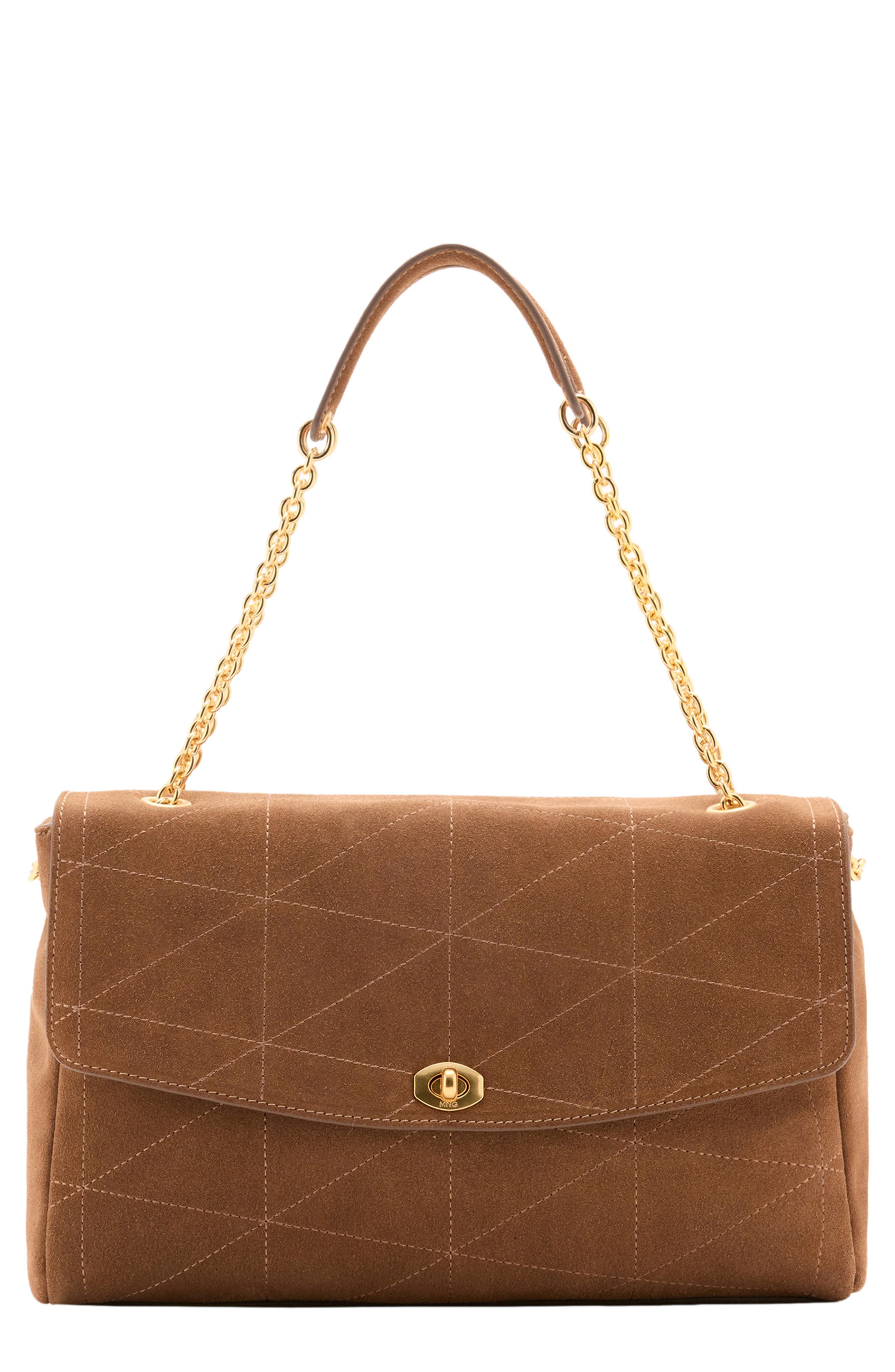 Suede Convertible Shoulder Bag, Main, color, MEDIUM BROWN