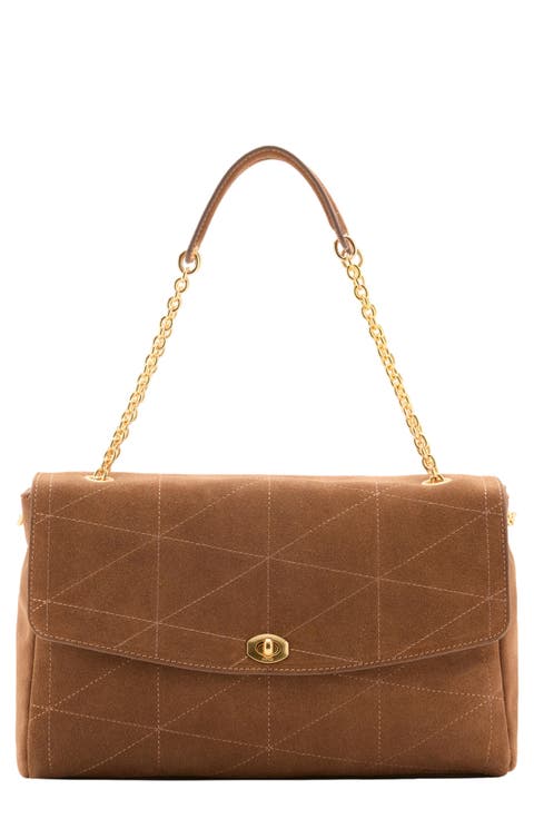 Suede Convertible Shoulder Bag