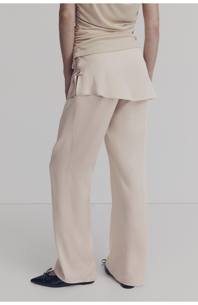 H&M Skirt-layered Satin Trousers, Alternate, color, Light Beige