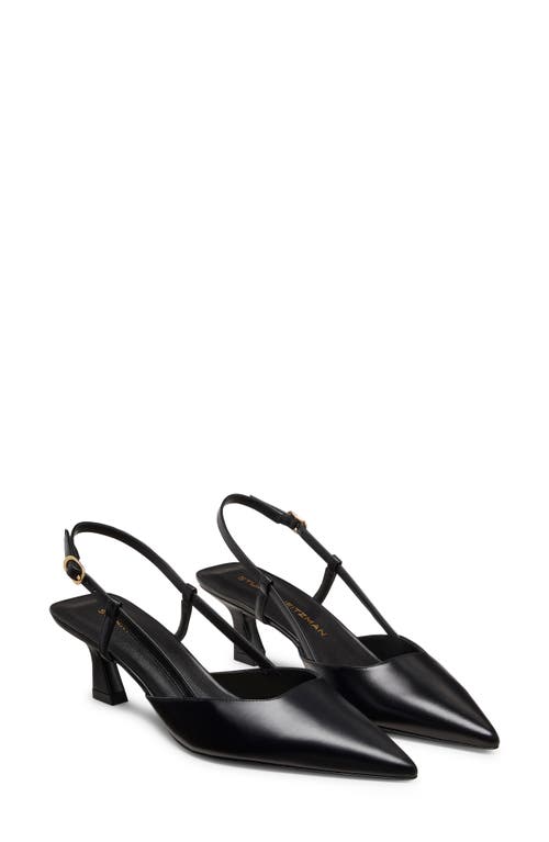 Stuart Weitzman Vinnie 50 Slingback Womens Solid Leather Slingback Heels In Black/black