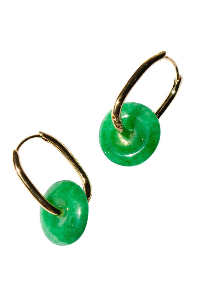 seree Willow Green jade stone hoop earrings, Main, color, 
