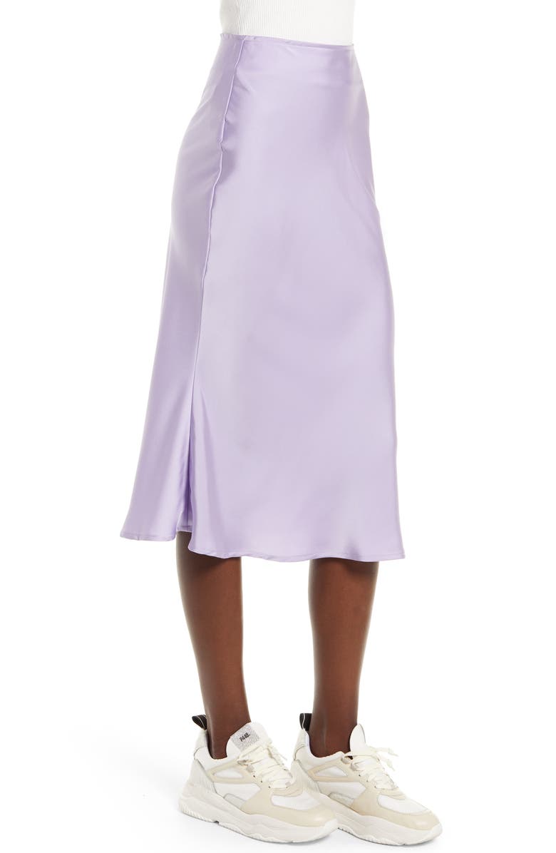 Amy Lynn Bias Cut Satin Slip Skirt, Alternate, color, Lilac