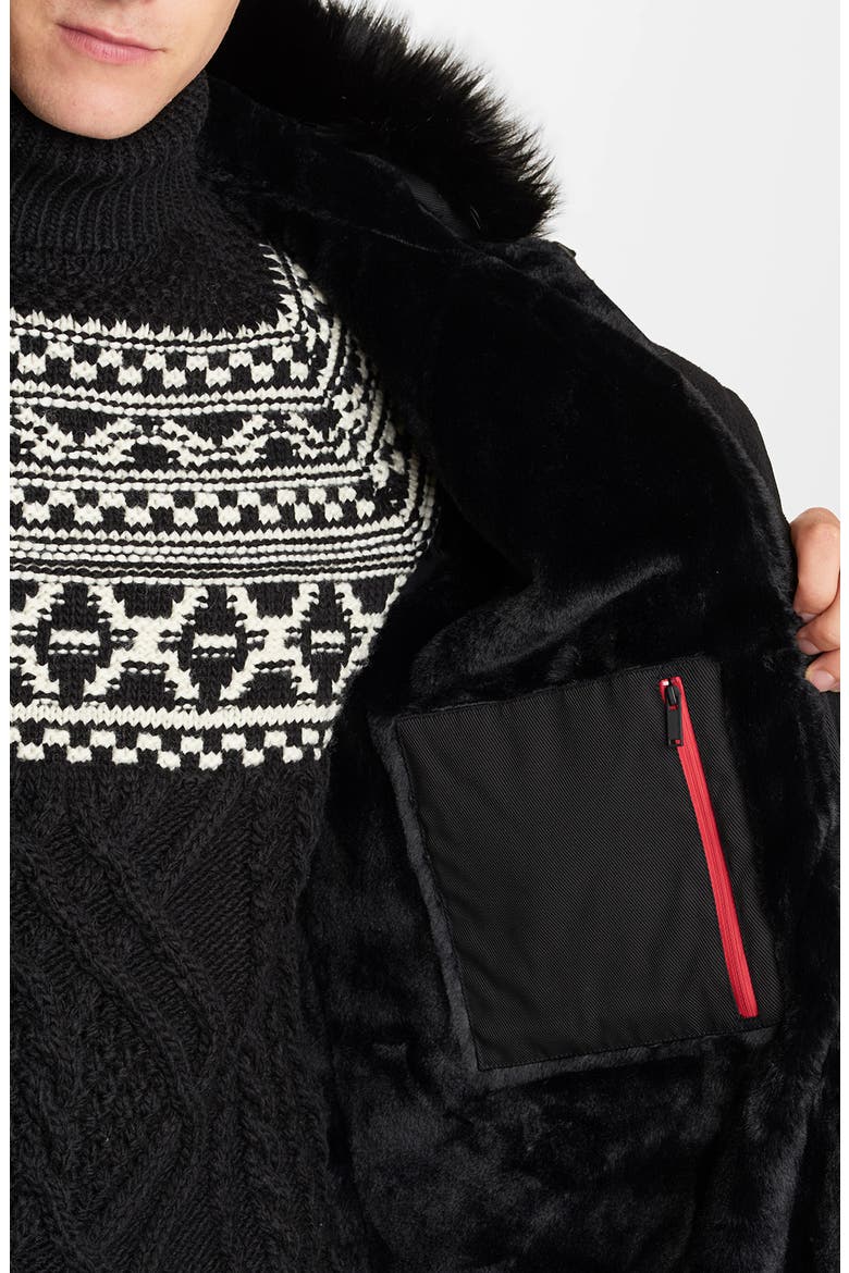 Plaid Down & Feather Parka, Alternate, color, BLACK