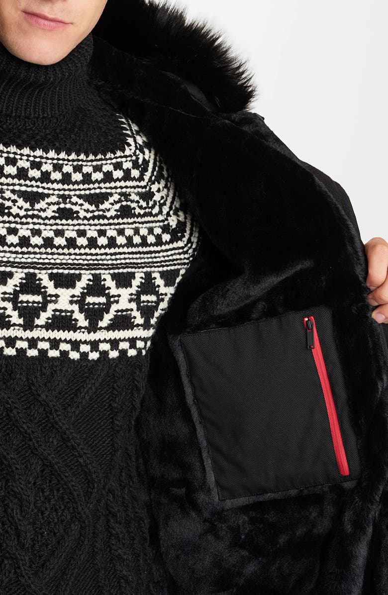 KARL LAGERFELD PARIS Plaid Down & Feather Parka, Alternate, color,