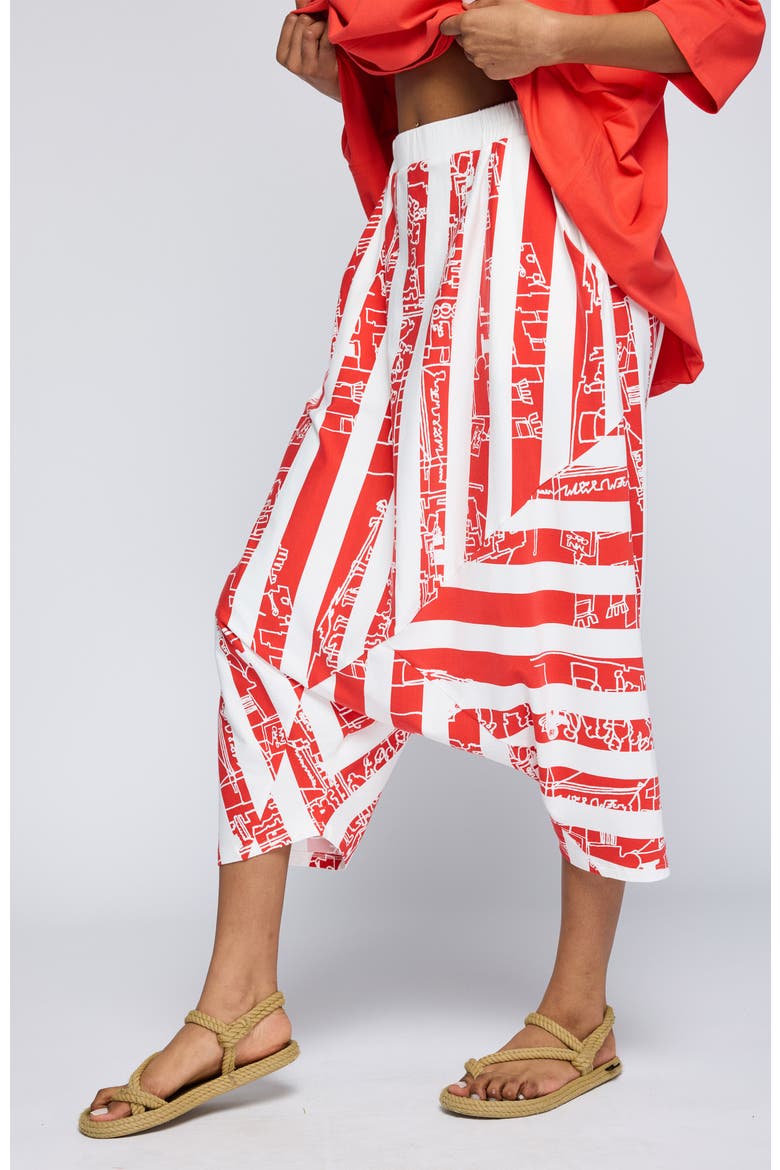 Thessaly Striped Jersey Harem Pants, Main, color, Vermillion