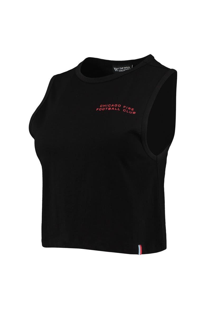 Women's The Wild Collective Black Chicago Fire Crop Muscle Tri-Blend Tank Top, Alternate, color, Black