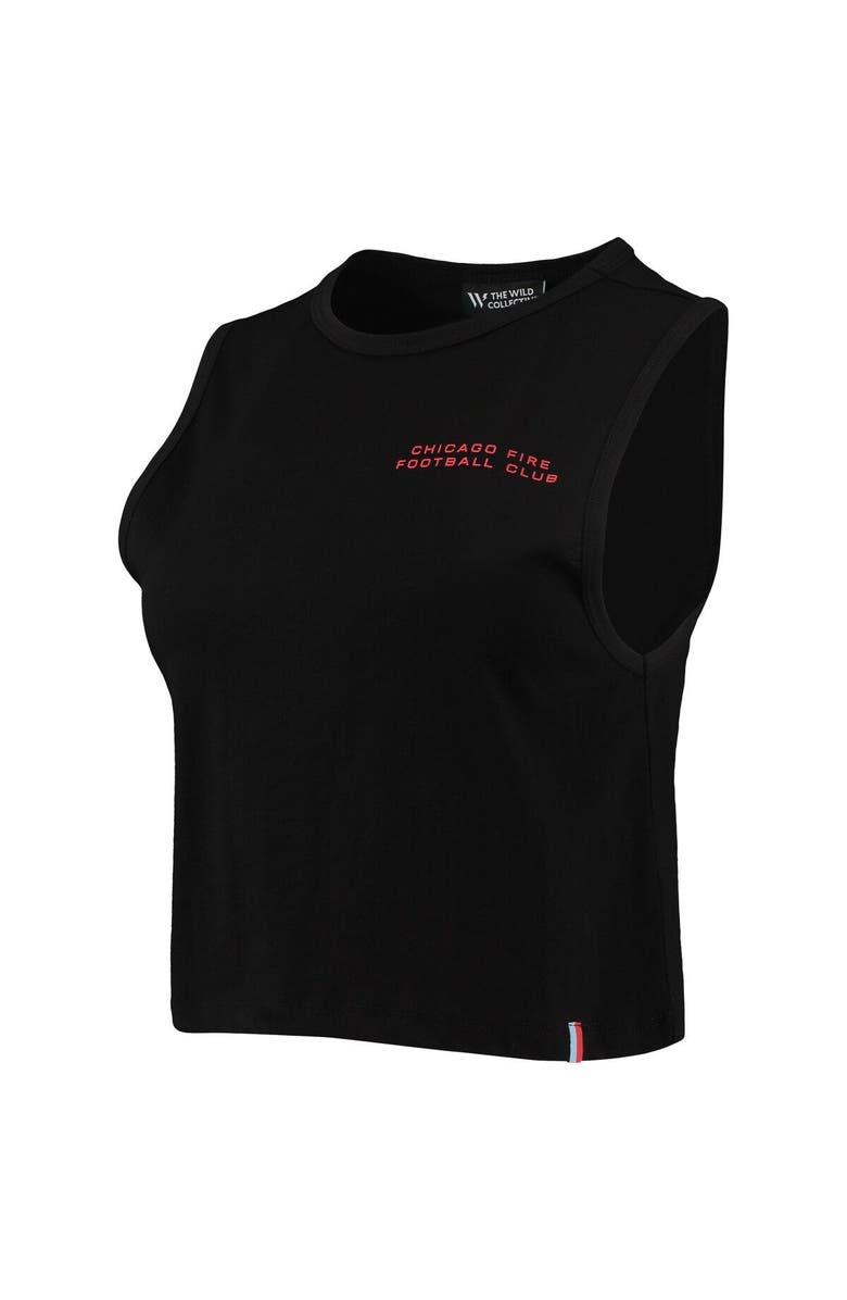THE WILD COLLECTIVE Women's The Wild Collective Black Chicago Fire Crop Muscle Tri-Blend Tank Top, Alternate, color, Black