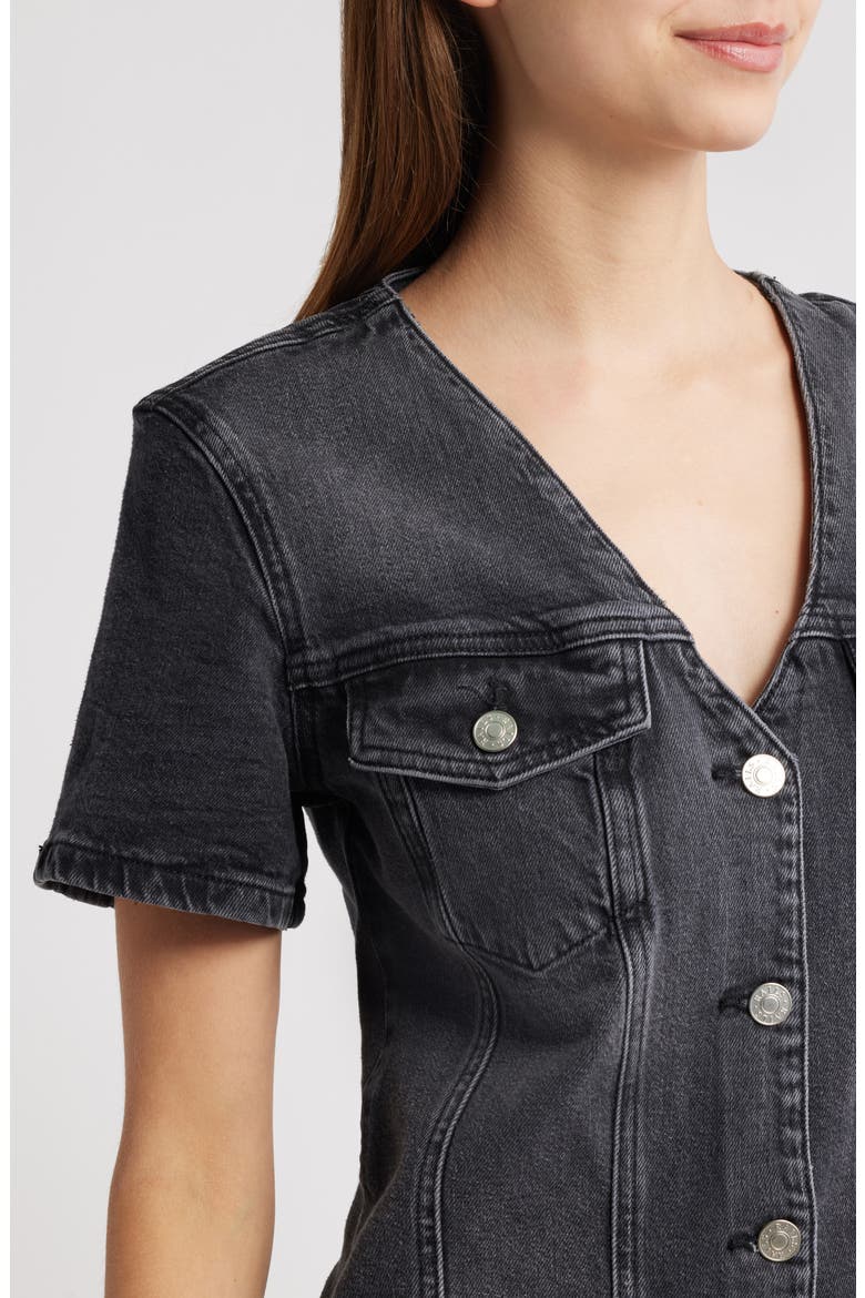 Saratoga Button Front Denim Minidress, Alternate, color, WASHED BLACK