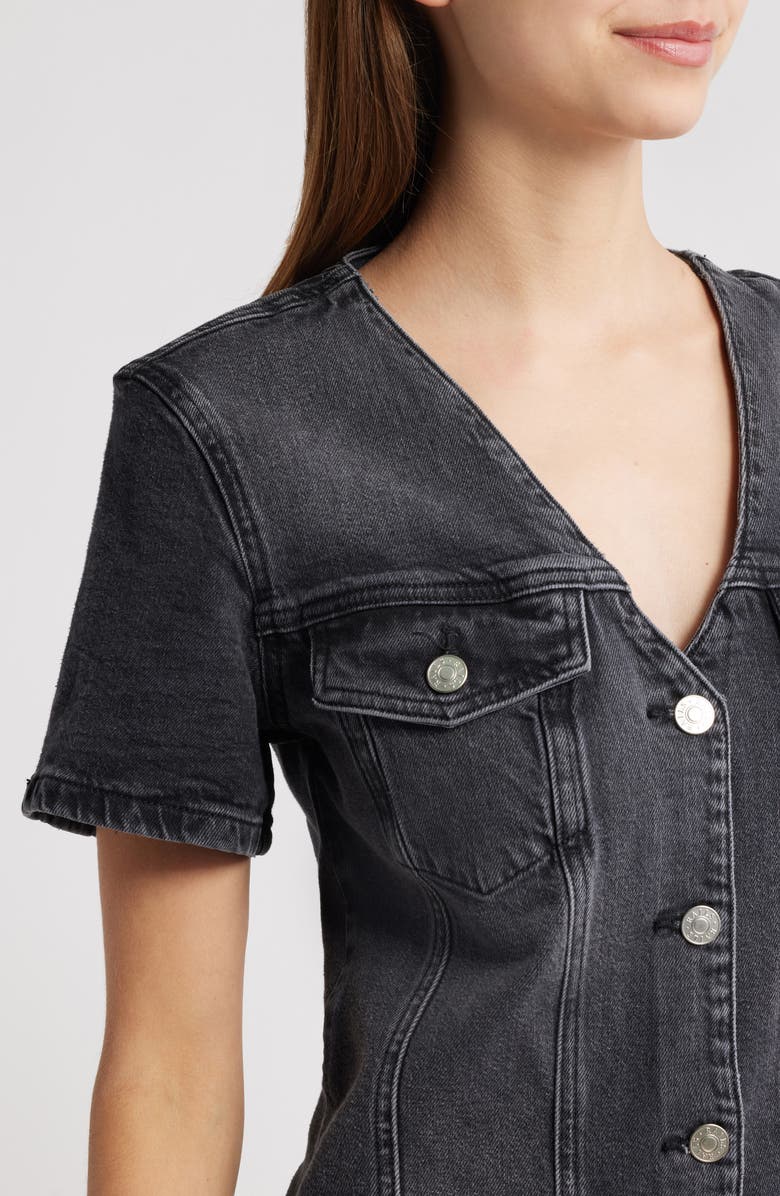 Rails Saratoga Button Front Denim Minidress, Alternate, color, Washed Black