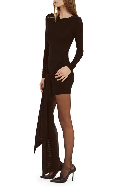 Bardot Cassidy Drape Front Long Sleeve Minidress In Black