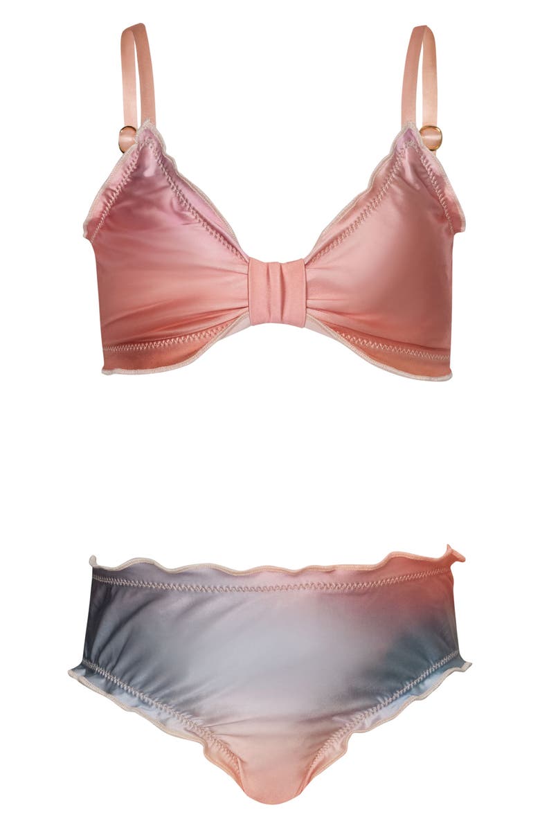 PQ SWIM Kids' Lettuce Edge Two-Piece Swimsuit Toddler, Little Kid & Big Kid), Main, color, Sunset Sky