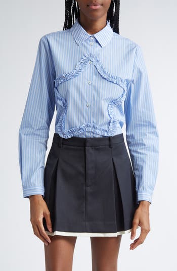 sandy liang シャツ　星　SIRIUS SHIRT ストライプ　青 SIRIUS SHIRT IN LIGHT BLUE STRIPE – SANDY LIANG