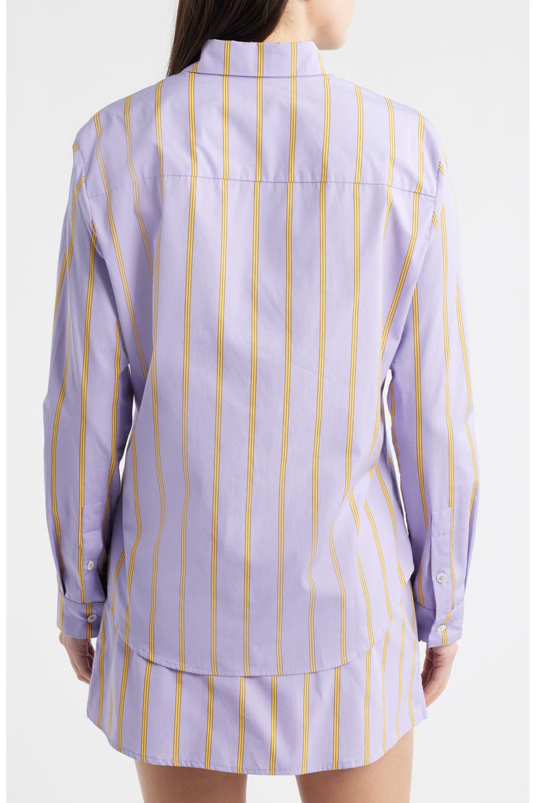 Slim Fit Stripe Cotton Button-Up Shirt, Alternate, color, PLUMLINE STRIPE