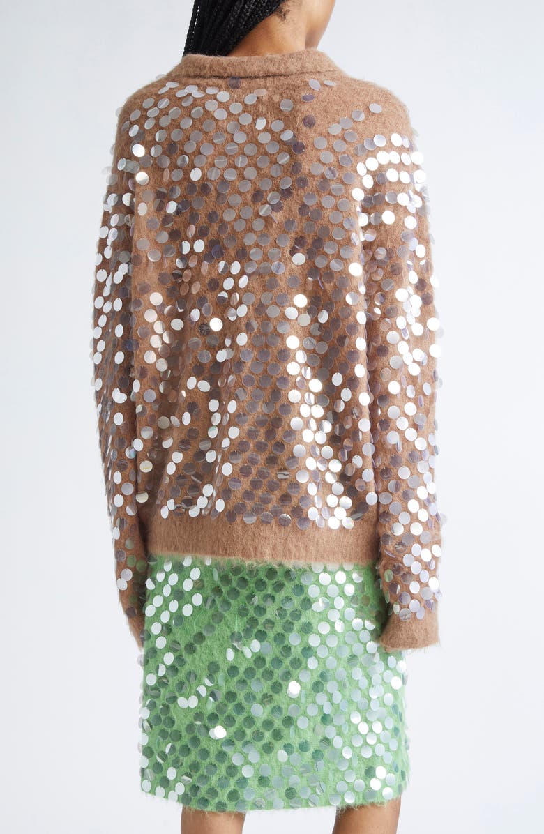 ZANKOV Adora Paillette Embellished Mohair & Alpaca Blend Cardigan, Alternate, color, Camel