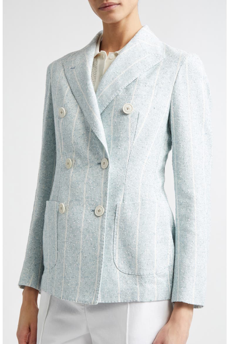 Stripe Slubby Linen Blend Jacket, Alternate, color, JADE