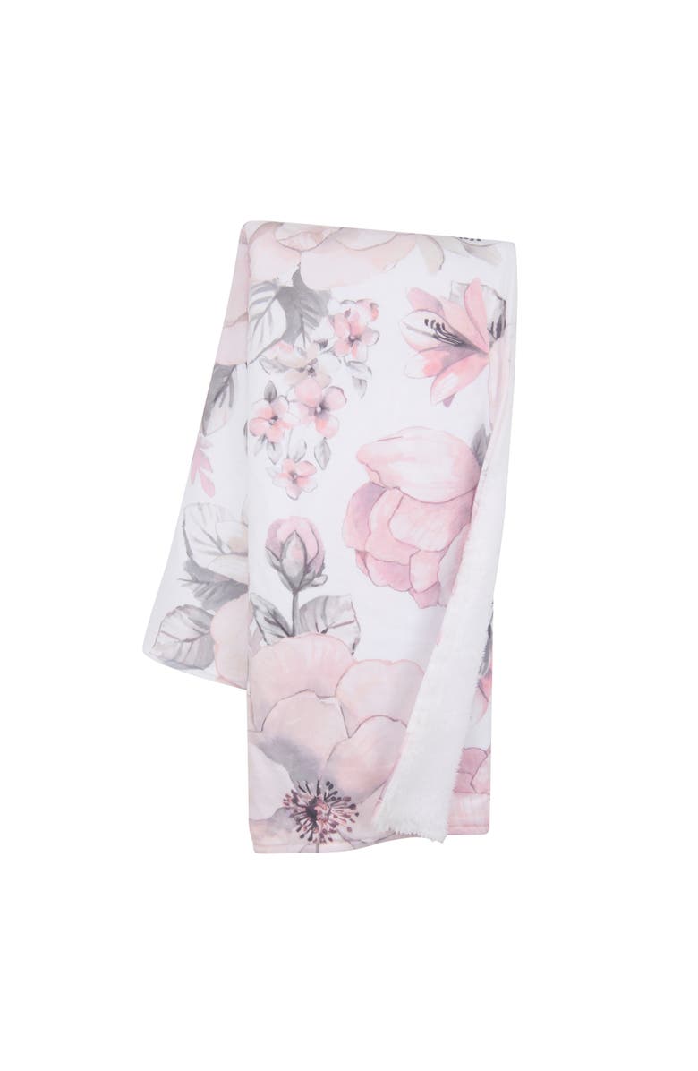 Lambs & Ivy Botanical Baby Watercolor Floral Fleece Baby Blanket, Main, color, Pink