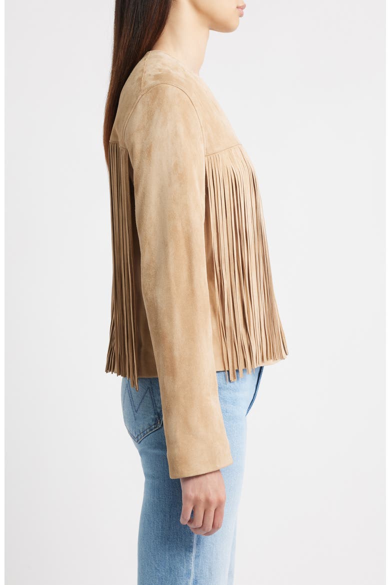 Chloe Suede Fringe Jacket, Alternate, color, CAMEL