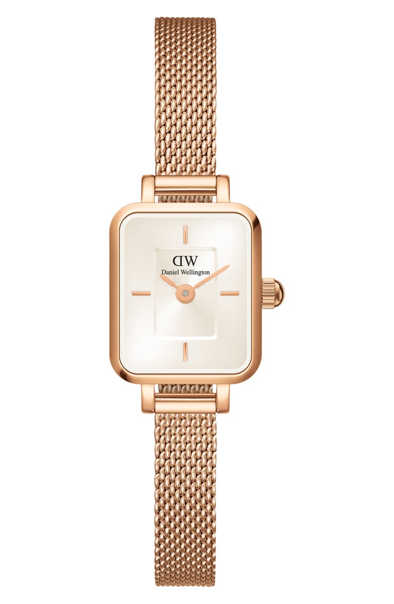 Daniel Wellington Micromesh Strap Watch, 15mm x 18mm, Main, color, Rose Gold