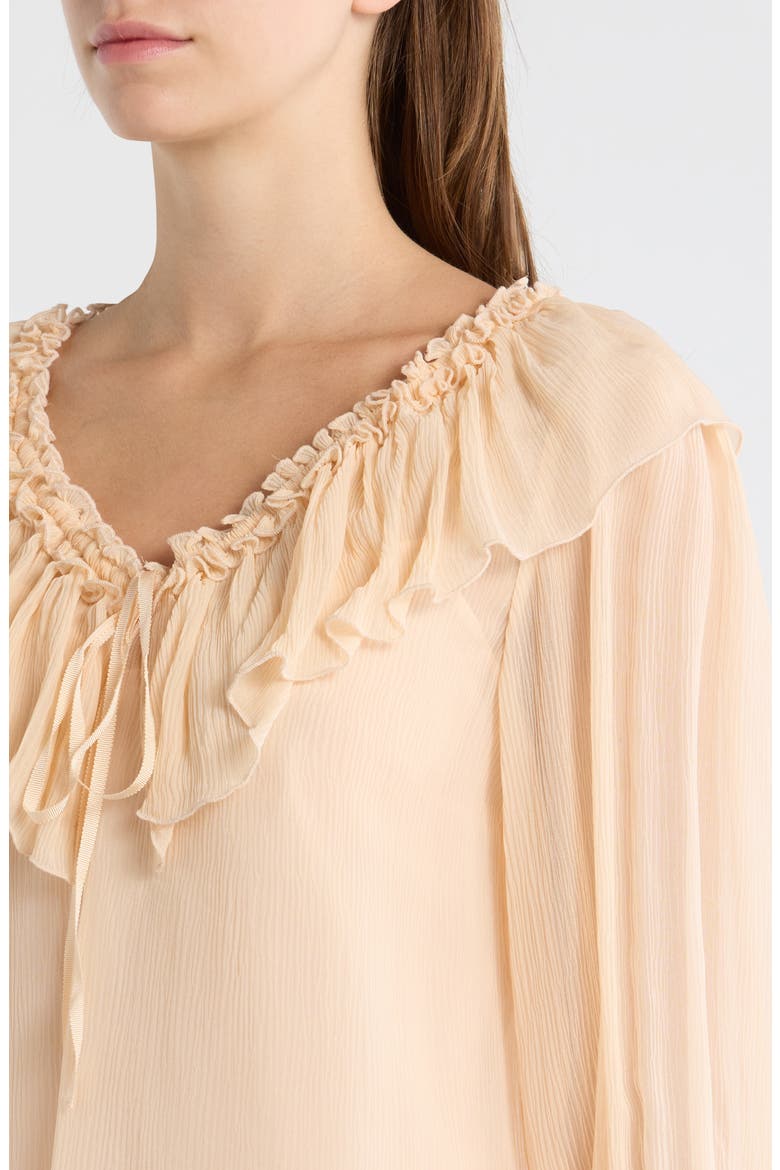 Michelina Ruffle Neck Top, Alternate, color, LIGHT PEACH