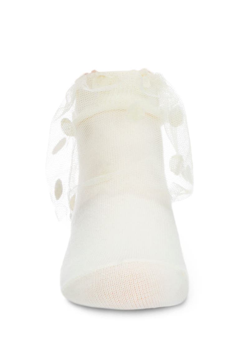 Flocked Dot Tulle Anklet, Alternate, color, Winter White