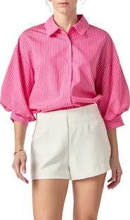 English Factory Stripe Balloon Sleeve Shirt