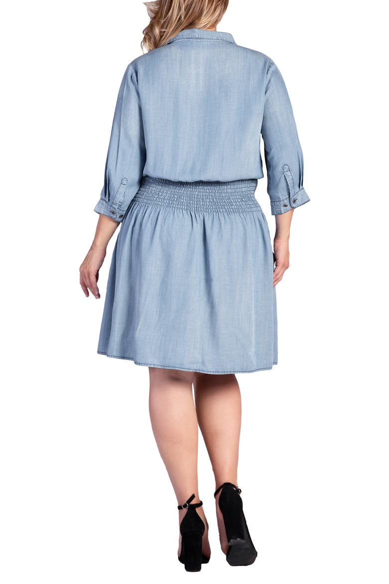 Felis Smocked Shirtdress, Alternate, color, BLUSH INDIGO