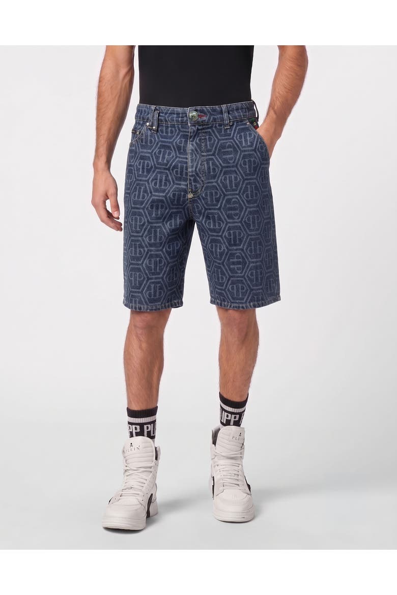 Denim Formentera Shorts Monogram Basic Men, Main, color, Blue Storm