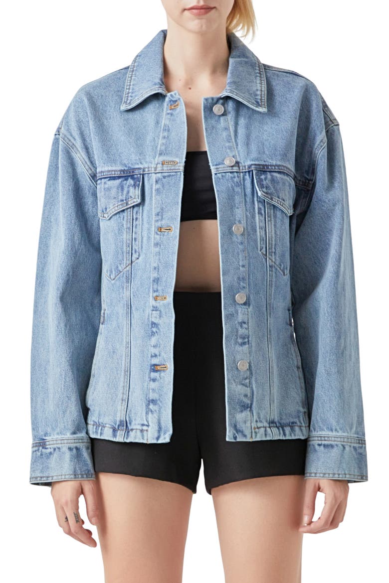 Fitted Denim Jacket, Main, color, BLUE
