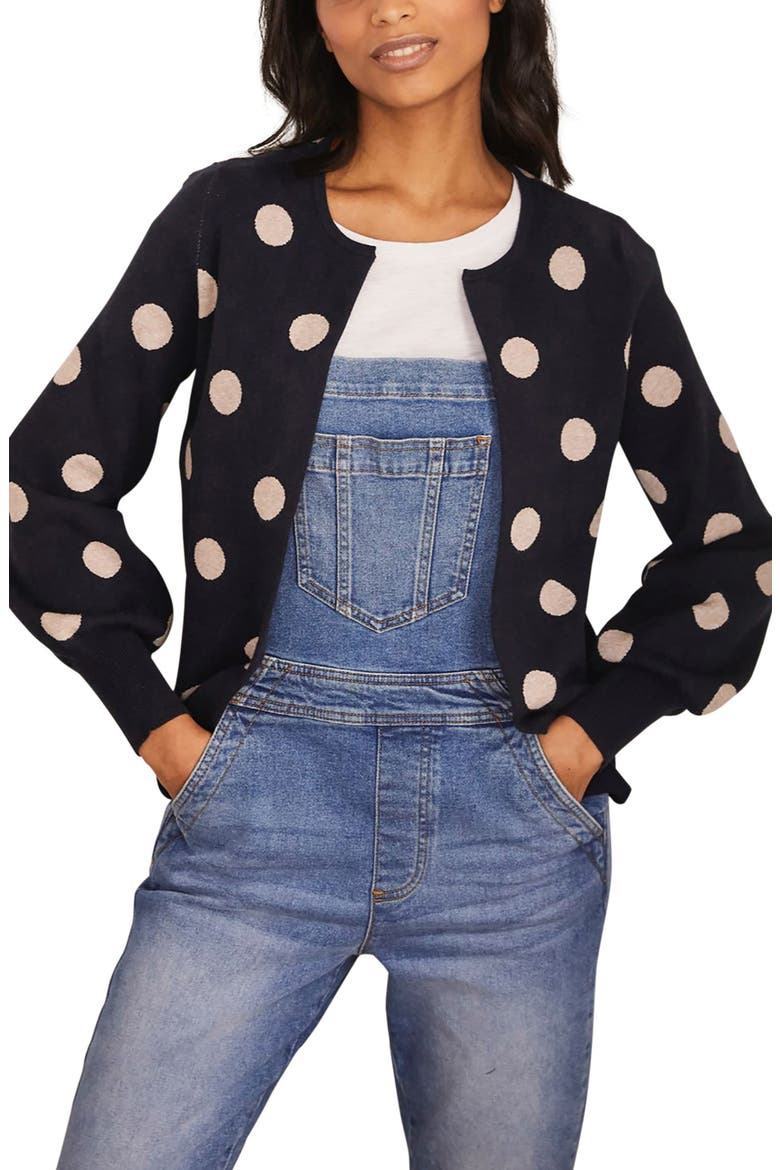 Berkshire Polka Dot Cardigan, Main, color, NAVY SPOT