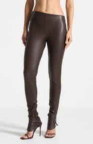 Manière De Voir Clara Leather Angled Waistband Leggings