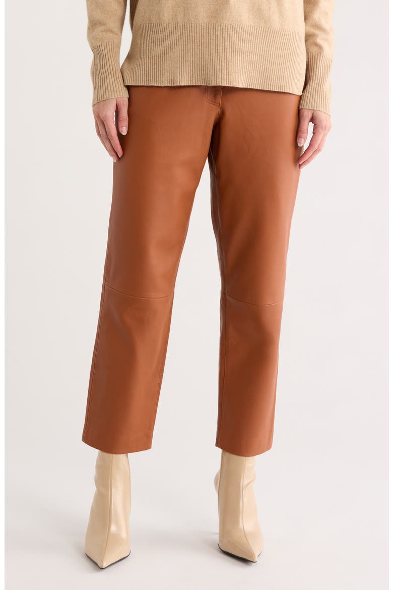 Totto Leather Pants, Main, color, TAN