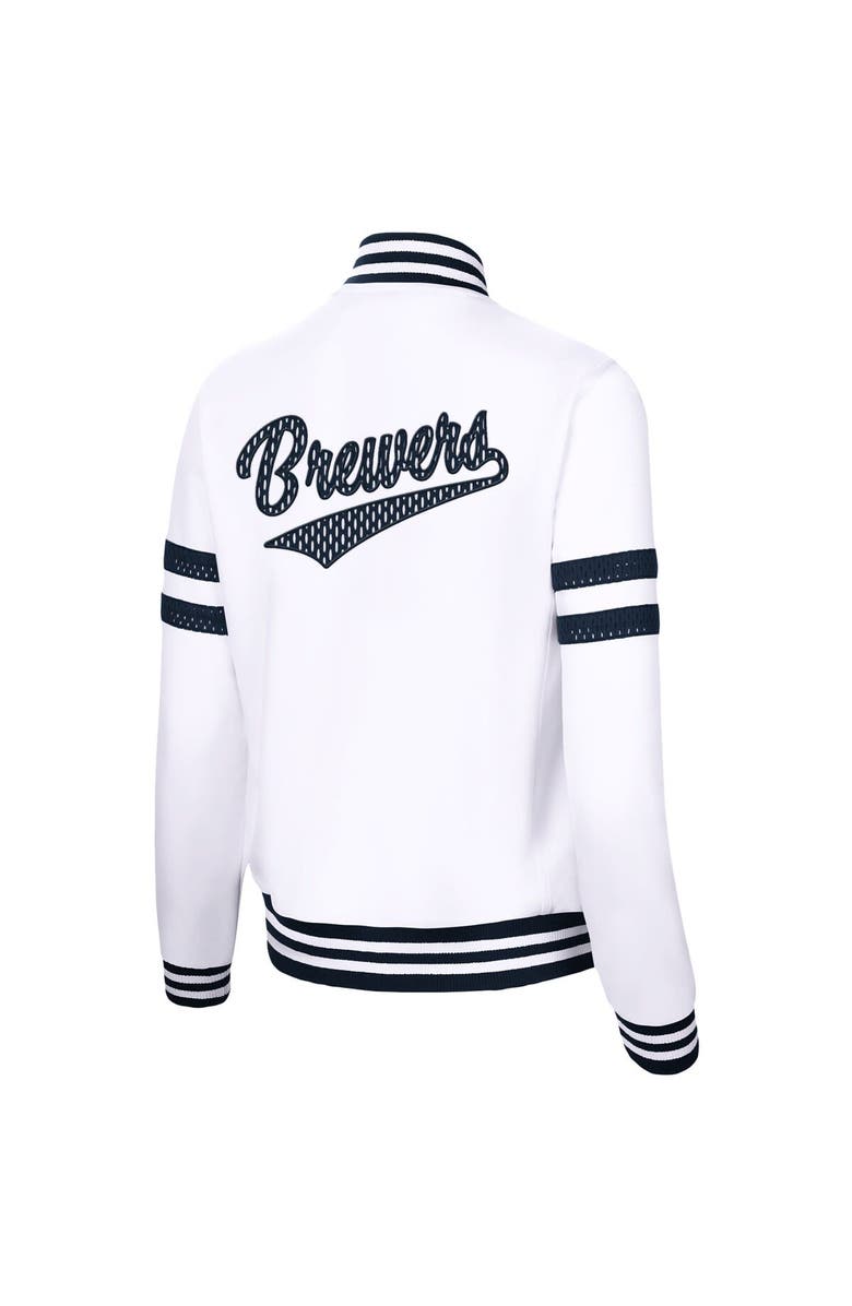 G-III 4HER BY CARL BANKS Women's G-III 4Her by Carl Banks White Milwaukee Brewers Pre-Game Full-Zip Track Jacket, Alternate, color, 